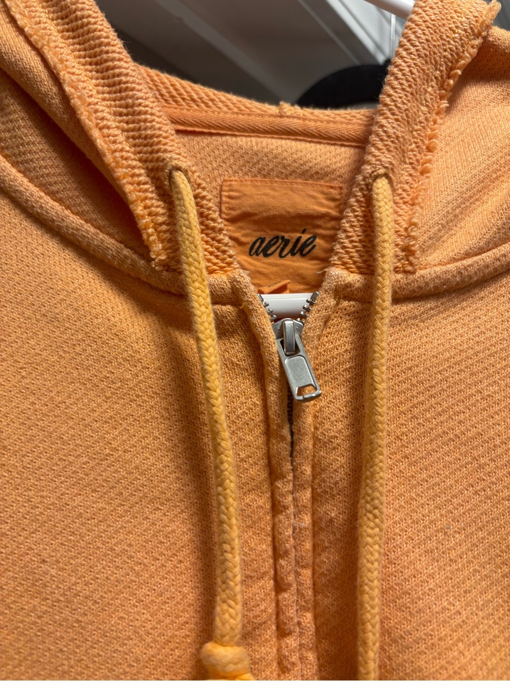 aerie Women's Peach Zip-Up Hoodie crop medium